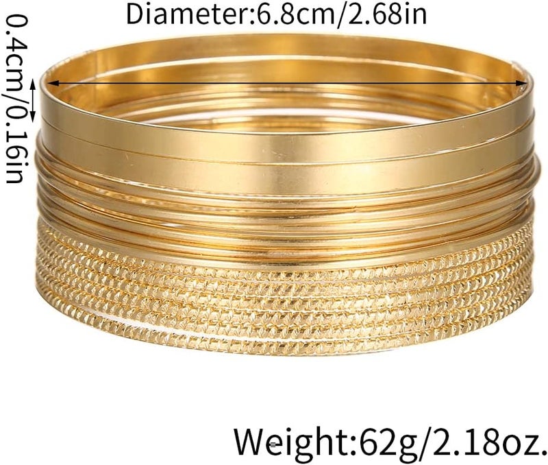 RINTOLER Store 16Pcs Gold Bangle Bracelets for Women - Multi Layer Stackable Textured Bracelets Boho Jewelrys Set. - Image 5
